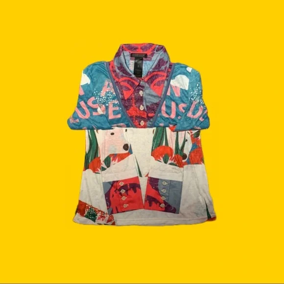 🟠 Custo Barcelona 🟠 unique button-down faux sweater top - Picture 3 of 7